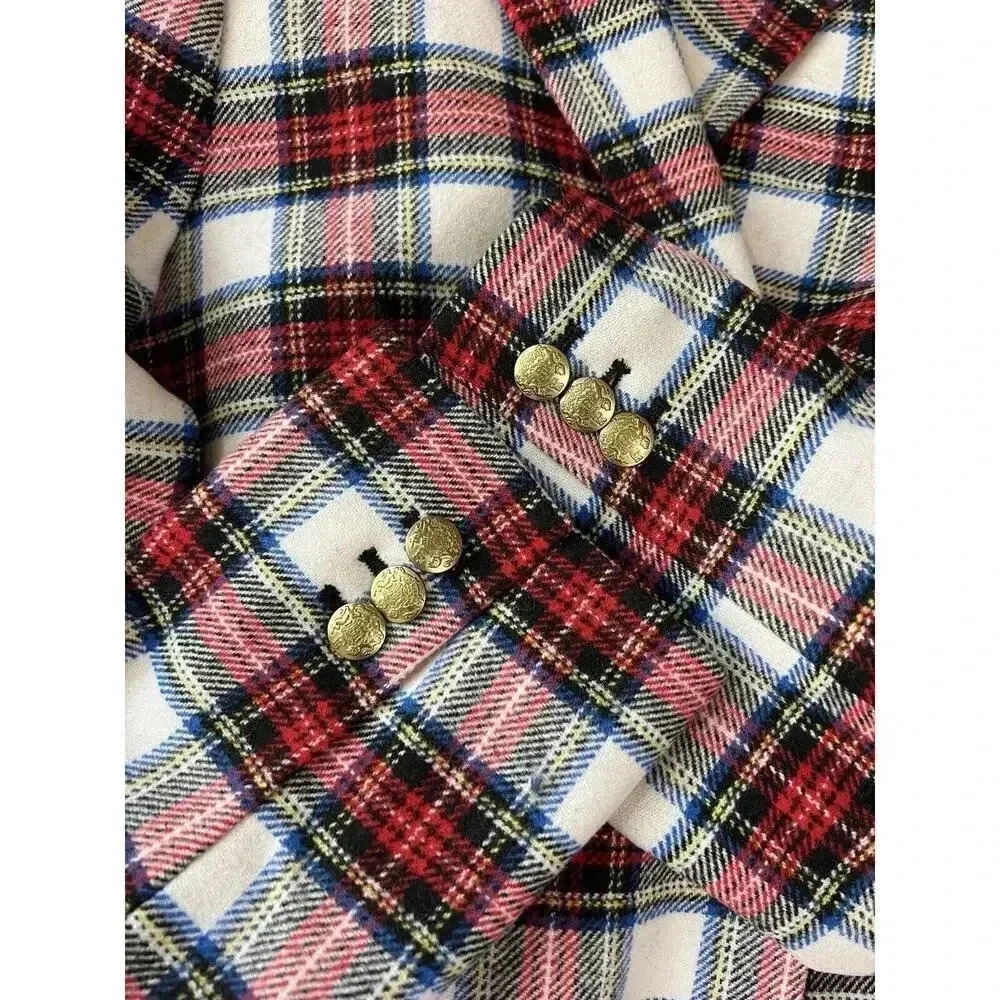 J. Crew Tartan Schoolboy Blazer Jacket Womens Size 8 Plaid Wool Blend Office NWT - Picture 8 of 13